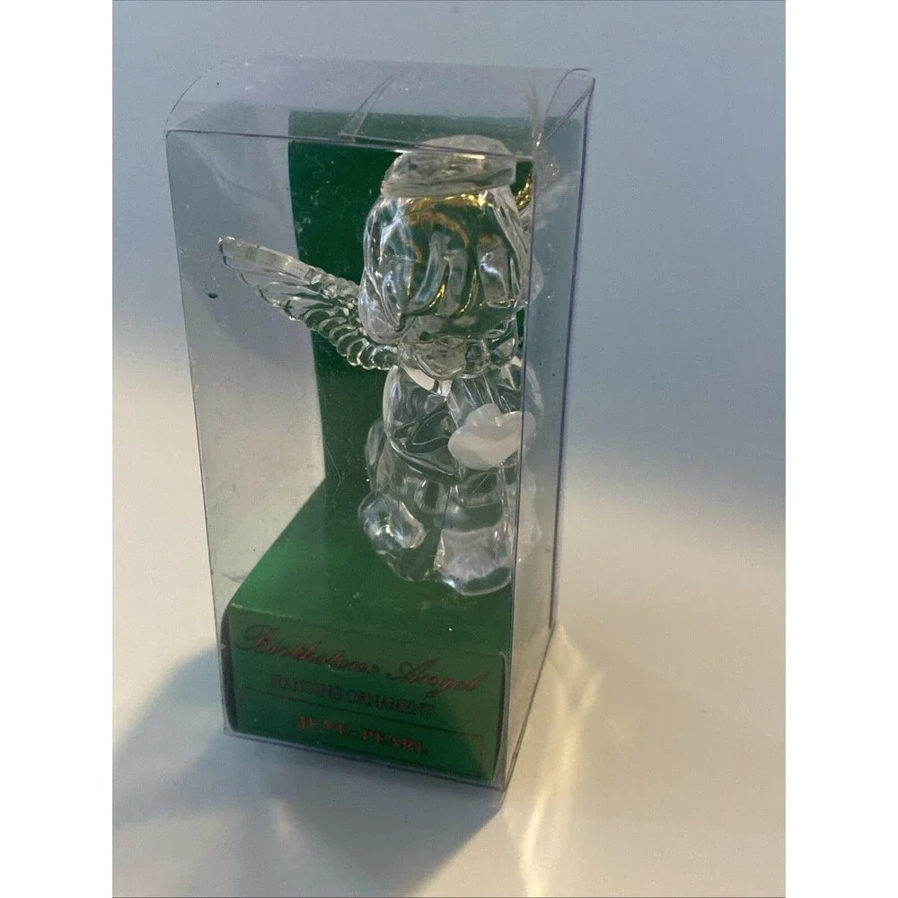 Acrylic Clear Birthstone Angel Hanging Ornament Christmas JUNE PEARL Holiday